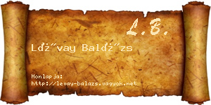 Lévay Balázs névjegykártya